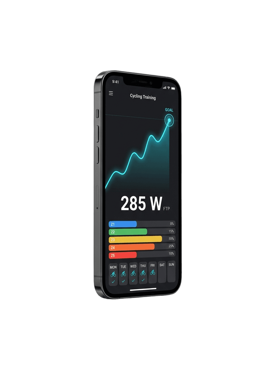 Strive-App auf dem Smartphone mit dem Weg-zum-Ziel-Chart